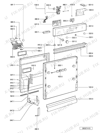 Схема №1 ADG 686 WH -n.prod. с изображением Обшивка для посудомойки Whirlpool 480140100471