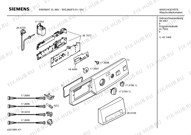 Схема №1 WXL860FE SIWAMAT XL 860  fuzzy plus с изображением Панель управления для стиралки Siemens 00431469