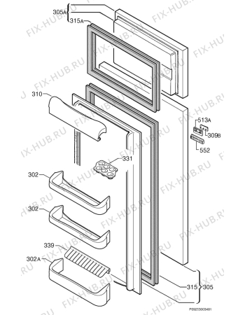 Взрыв-схема холодильника Electrolux ER2327I - Схема узла Door 003