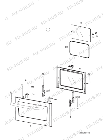 Взрыв-схема плиты (духовки) Electrolux EKC6122X - Схема узла H10 Main Oven Door (large)