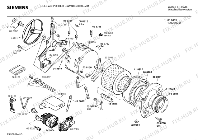 Схема №1 WM30050II COLE AND PORTER с изображением Панель для стиралки Siemens 00288225