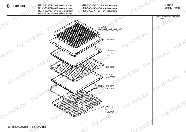 Схема №1 HEN580A с изображением Панель для плиты (духовки) Bosch 00285519