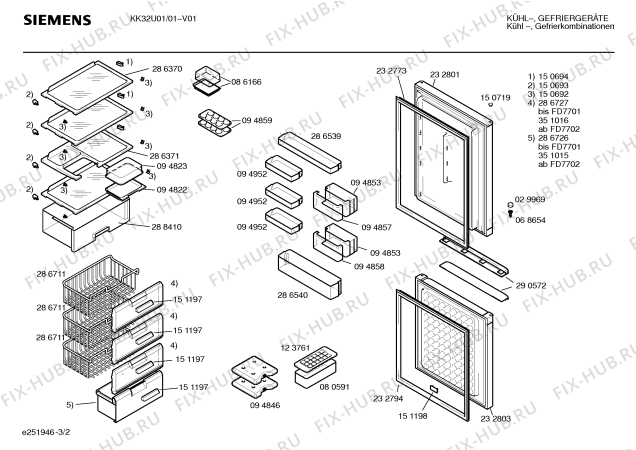 Взрыв-схема холодильника Siemens KK32U01 - Схема узла 02