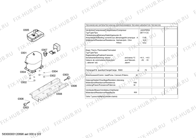 Взрыв-схема холодильника Bosch KGV36V01IE - Схема узла 03