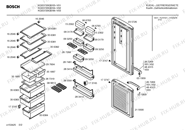 Взрыв-схема холодильника Bosch KGS3720GB - Схема узла 02