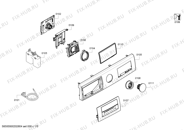 Схема №1 WAT28641 с изображением Панель управления для стиралки Bosch 11020954