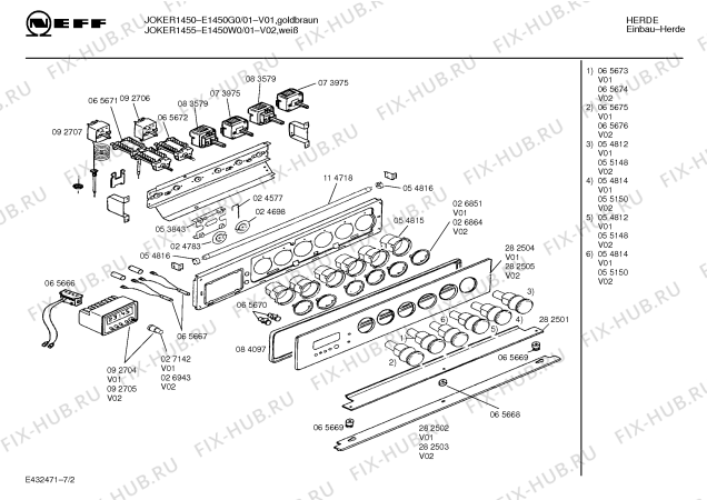 Схема №1 E1450G0 JOKER 1450 с изображением Планка для плиты (духовки) Bosch 00287595