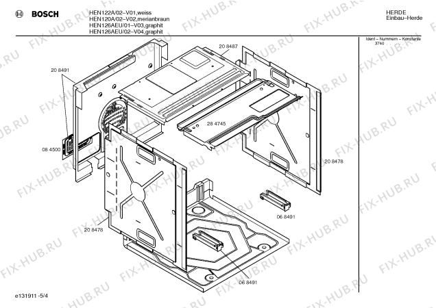 Взрыв-схема плиты (духовки) Bosch HEN126AEU - Схема узла 04