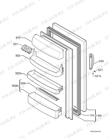 Взрыв-схема холодильника Zanker ZKR160 - Схема узла Door 003
