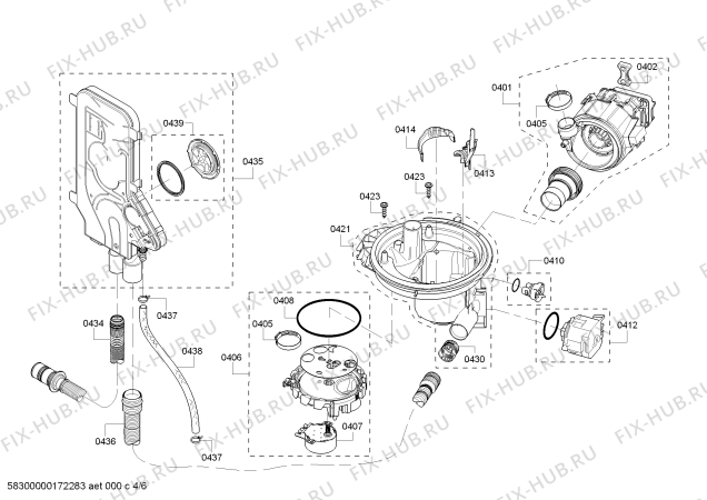 Взрыв-схема посудомоечной машины Bosch SHV53TL3UC SilencePlus 46 dBA - Схема узла 04