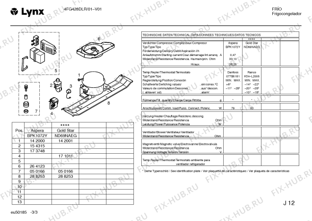 Взрыв-схема холодильника Lynx 4FG428DLR - Схема узла 03