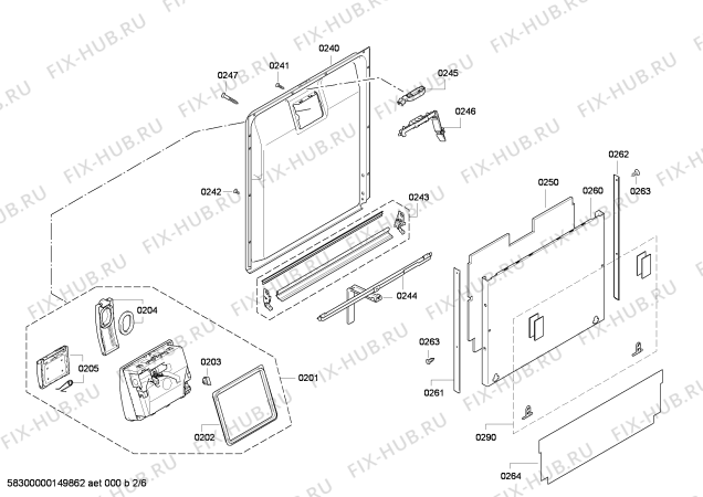 Схема №2 SX66T055EU с изображением Передняя панель для посудомоечной машины Siemens 00703073