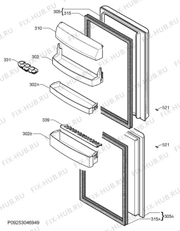 Взрыв-схема холодильника Zoppas PC382NFX - Схема узла Door 003
