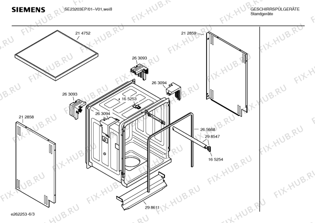 Взрыв-схема посудомоечной машины Siemens SE23203EP - Схема узла 03