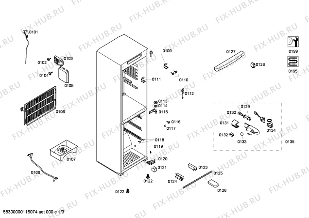 Схема №1 KG19V52TI с изображением Дверь для холодильной камеры Siemens 00242241