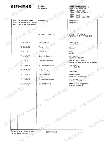 Взрыв-схема телевизора Siemens FS928K4 - Схема узла 07