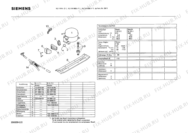 Схема №1 KU1414 с изображением Крышка для холодильника Siemens 00075581