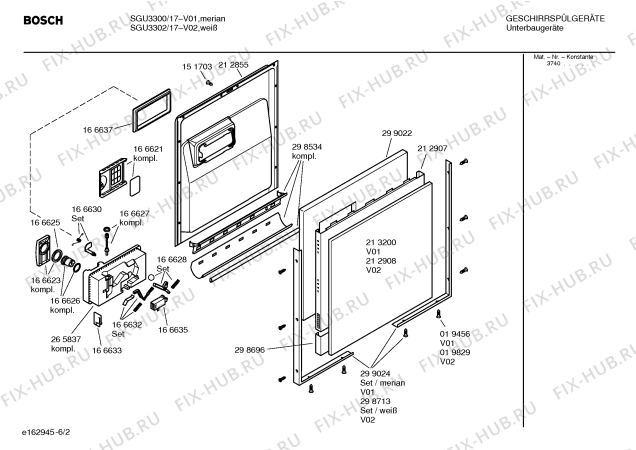 Взрыв-схема посудомоечной машины Bosch SGU3302 - Схема узла 02