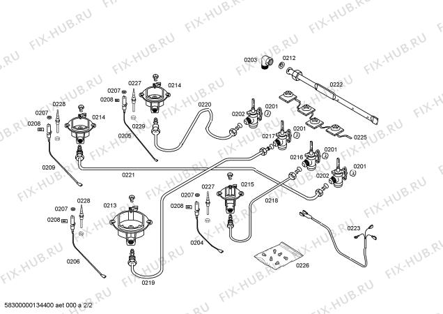 Взрыв-схема плиты (духовки) Bosch NGU1151DT - Схема узла 02