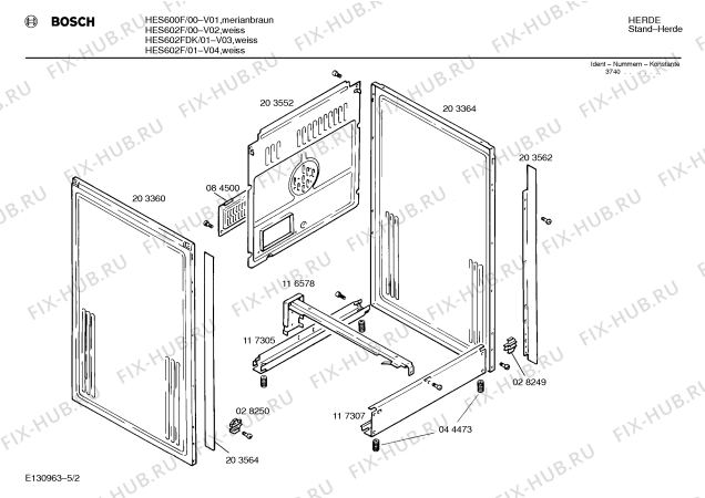 Взрыв-схема плиты (духовки) Bosch HES600F - Схема узла 02