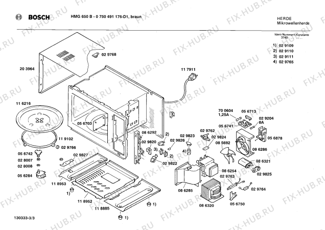 Схема №1 0750491176 HMG650B с изображением Панель для свч печи Bosch 00056776