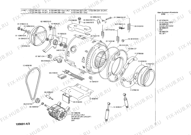 Взрыв-схема стиральной машины Bosch 0722044223 V447 - Схема узла 03