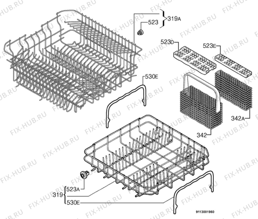 Взрыв-схема посудомоечной машины Rex IT763WRD - Схема узла Basket 160
