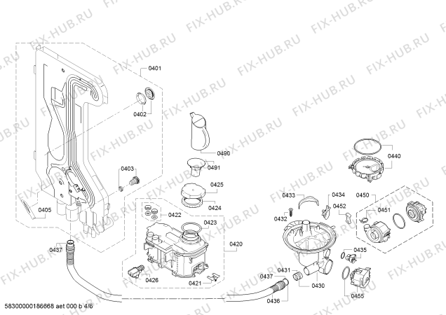 Взрыв-схема посудомоечной машины Bosch SBI40D05CH swiss edition - Схема узла 04