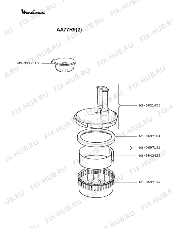 Взрыв-схема кухонного комбайна Moulinex AA77R9(2) - Схема узла VP000287.5P3