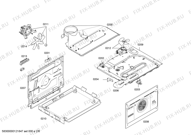 Взрыв-схема плиты (духовки) Bosch HBN101250A - Схема узла 02