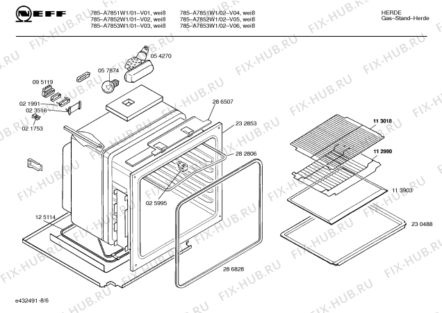 Схема №1 A7851W1 785 с изображением Инструкция по эксплуатации для электропечи Bosch 00517245