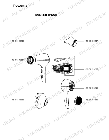 Схема №1 CV6040E0/AS0 с изображением Нагревательный элемент для электрофена Rowenta CS-00133220