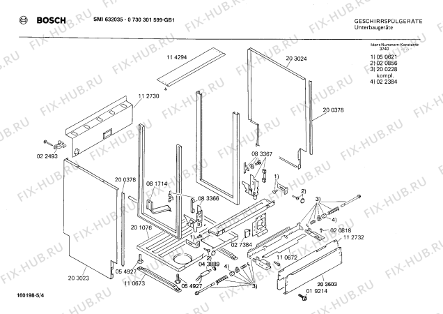 Взрыв-схема посудомоечной машины Bosch 0730301599 SMI63205 - Схема узла 04