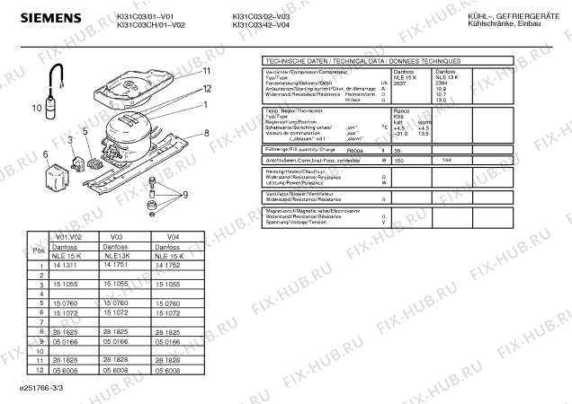 Взрыв-схема холодильника Siemens KI31C03CH - Схема узла 03