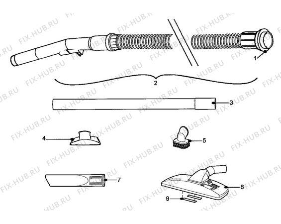 Взрыв-схема пылесоса Tornado TO1850B - Схема узла Hose