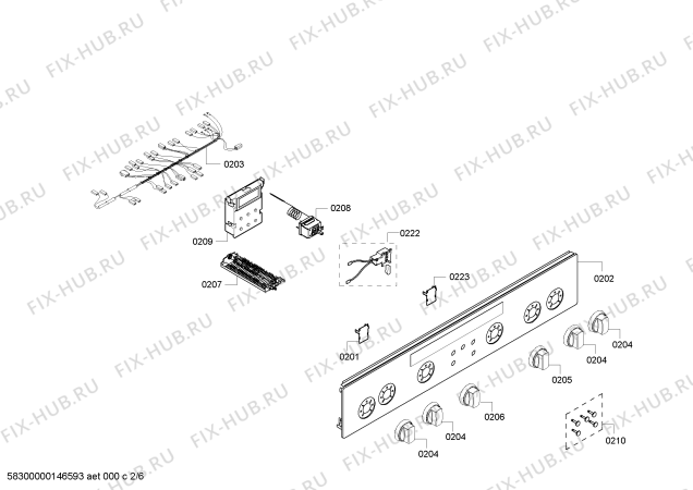 Взрыв-схема плиты (духовки) Siemens HR74W220T - Схема узла 02