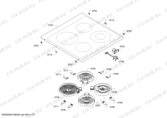 Схема №1 PHTB855250 с изображением Ручка конфорки для электропечи Bosch 00620081