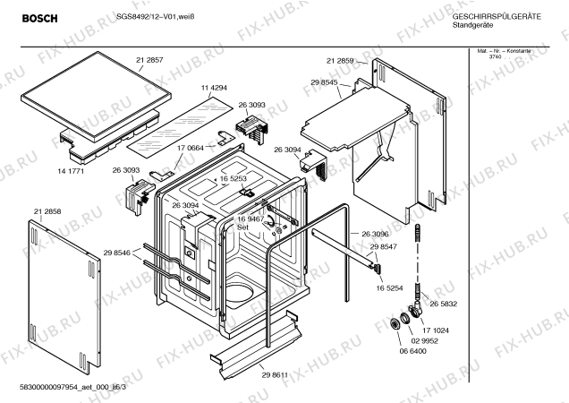 Взрыв-схема посудомоечной машины Bosch SGS8492 Exklusiv - Схема узла 03