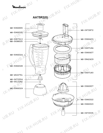 Взрыв-схема кухонного комбайна Moulinex AAT5R2(0) - Схема узла OP000499.2P2