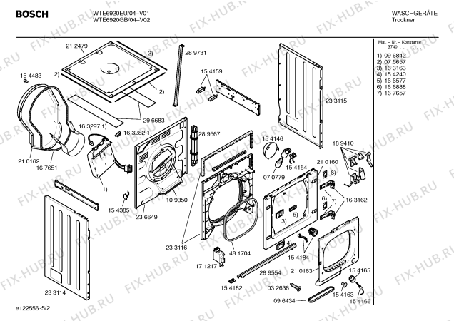 Схема №1 WTE6920GB с изображением Инструкция по эксплуатации для сушильной машины Bosch 00524625