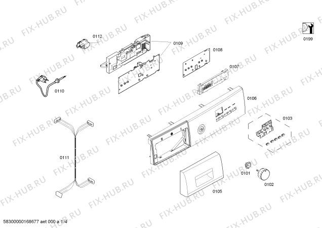 Схема №1 WS09X268TI с изображением Кнопка для стиральной машины Siemens 00623050