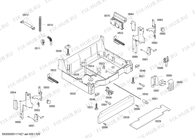 Взрыв-схема посудомоечной машины Gaggenau DF291760 - Схема узла 05