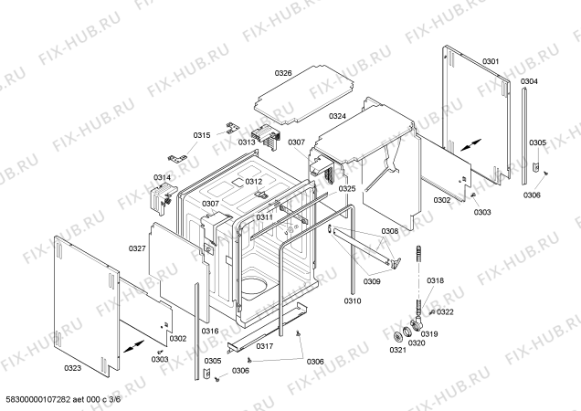 Схема №1 SHU4302UC с изображением Передняя панель для посудомоечной машины Bosch 00351671