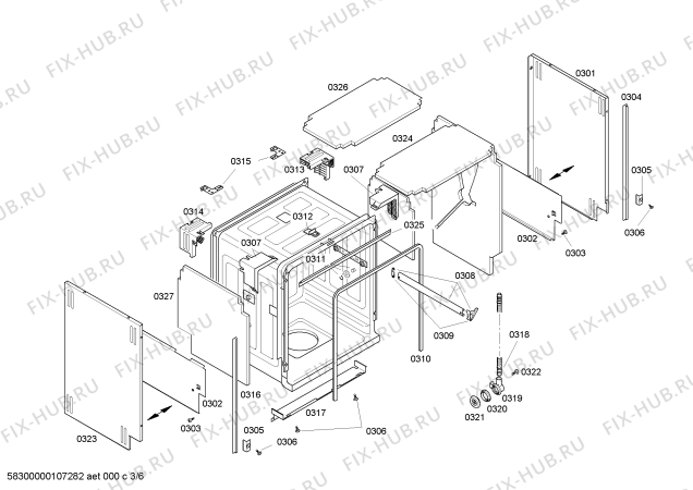 Взрыв-схема посудомоечной машины Bosch SHU53A05UC Bosch - Схема узла 03