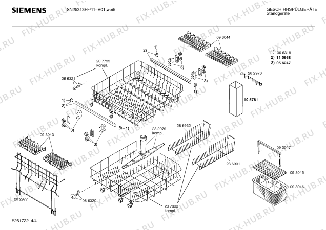 Схема №1 SN25313FF с изображением Панель для посудомойки Siemens 00287996