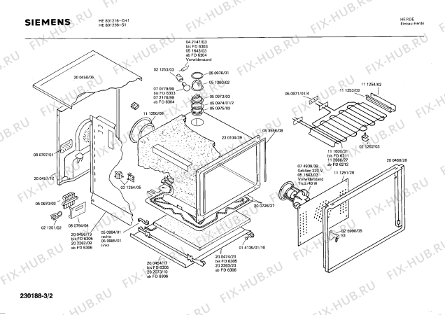 Схема №1 HE8012 с изображением Подвесной крепеж для плиты (духовки) Siemens 00111283
