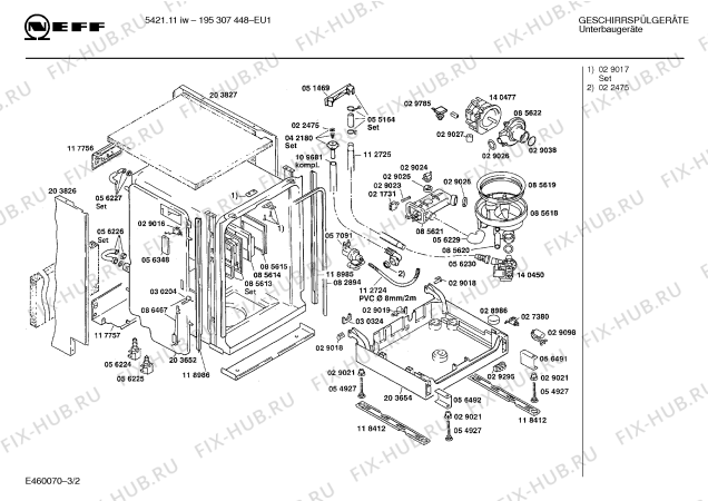 Взрыв-схема посудомоечной машины Neff 195307448 5421.11IW - Схема узла 02