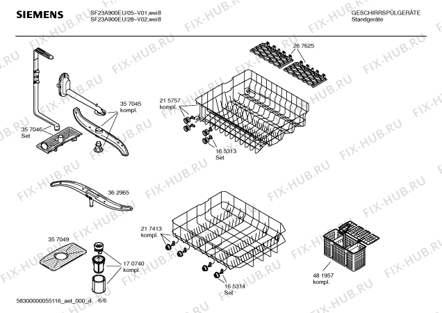 Взрыв-схема посудомоечной машины Siemens SF23A900EU - Схема узла 06