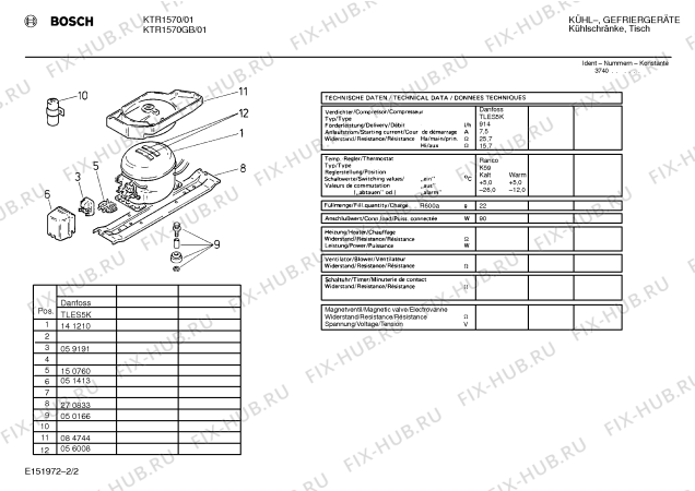 Взрыв-схема холодильника Bosch KTR1570 - Схема узла 02