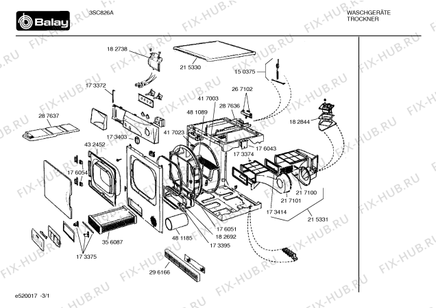 Схема №1 3SC826A с изображением Крыльчатка для электросушки Bosch 00488510